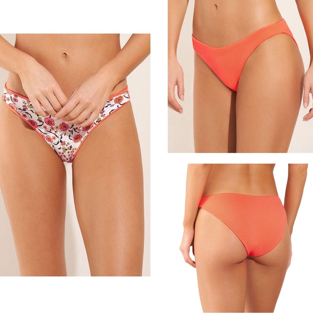 Maaji Orange Poppy Reversible Flrit Thin Side Bikini Bottom - Picture 1 of 4